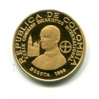 Colombia: 300 pesos 1968 "Paolo VI" (KM#233), grammi 12.88
