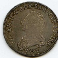Vittorio Amedeo III (1773-1796): 1/2 scudo 1792 (Montenegro#352)