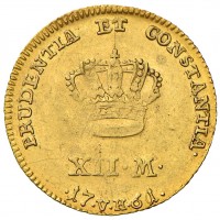 Danimarca, Federico V (1746-1766): 12 marchi 1761 (Friedberg#262), grammi 3.08