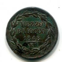 Roma, Pio IX (1846-1870): 1/2 baiocco 1848-III (Gigante#239)
