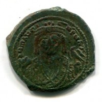 Maurizio Tiberio (582-602 d.C.): follis, zecca di Theoupolis=Antiochia, anno 8° (Sear#533)