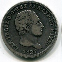 Carlo Felice (1821-1831): 2 lire 1825-Torino (Gigante#58)