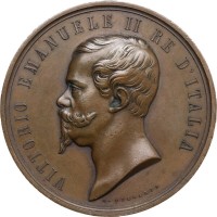 Vittorio Emanuele II (1861-1878): medaglia 1861 "Esposizione Italiana di Firenze", Opus: Ferrsis,Puntoni-Vagnetti (Camorzzi-Vertova#1138; Martini,V#2864), mm 55.5