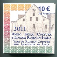 Italia 2011: 10 euro "Anno della Cultura e Lingua russa in Italia", nella confezione originale