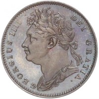 Gran Bretagna, Giorgio IV (1820-1830): farthing 1821, prima emissione (Spink#3822). Conservazione eccezionale con  patina bluastra iridescente