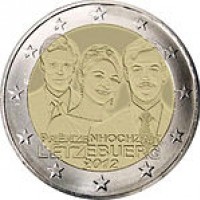 Lussemburgo 2012: 2 euro commemorativi "Matrimonio Guglielmo e Stephanie"