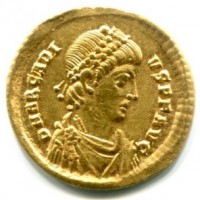 Arcadio (383-408 d.C.):solido, zecca di Sirmiun "VICTORIA AVGGGS" (RIC,X#15c)
