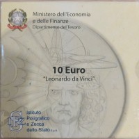 Italia 2006: 10 euro "Leonardo Da Vinci", nella confezione originale, cartone esterno rovinato ma moneta perfetta