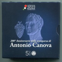 Italia 2022: 5 euro "200° Anniversario della Scomparsa di Antonio Canova", tiratura 5.000 pezzi