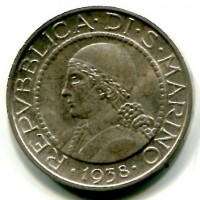 San Marino: 5 lire 1938 (Gigante#24)
