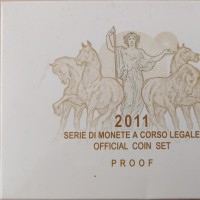 Italia 2011: serie annuale PROOF, 10 pezzi (gli otto normali + 2 euro "150° Unità d'Italia" + 5 euro in argento)