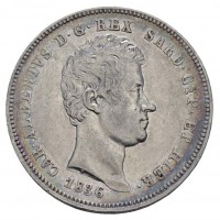 Carlo Alberto (1831-1849): 2 lire 1836-To (Gigante#99), BB+/qSPL, ottima qualità per il tipo, il fondo del R è ancora parzialmente lucente