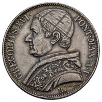 Roma, Gregorio XVI (1831-1846): scudo 1835-V (Gigante#66), colpetti al bordo