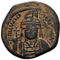 Maurizio Tiberio (582-602 d.C.): follis, zecca di Costantinopoli, anno 8°(Sear#494), grammi 11.30, bel modulo largo