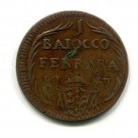 Ferrara, Benedetto XIV (1740-1758): 1 baiocco 1747-VII (MIR,IV#2645)
