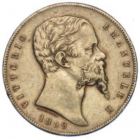 Vittorio Emanuele II, Re Eletto (1859-1861): 5 lire 1859-Bologna (Gigante#3), soli 6566 pz coniati