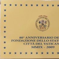 Vaticano 2009: serie euro PROOF 9 pezzi (con medaglia d'argento), in confezione originale zecca