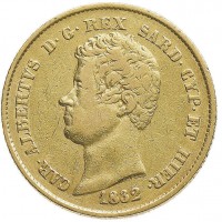 Carlo Alberto (1831-1849): 20 lire 1832-Ge contorno rigato (Gigante#18)