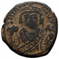Maurizio Tiberio (582-602 d.C.): follis, zecca di Theoupolis=Antiochia, anno XIII (Sear#533), grammi 10.49