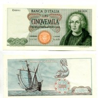 Repubblica: 5.000 lire 20/01/1970 "Colombo 1° tipo" (Gigante#BI66C)