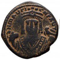 Maurizio Tiberio (582-602 d.C.): follis, zecca di Theoupolis=Antiochia, anno XV (Sear#533), grammi 11.45