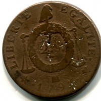 Francia, Convention (1792-1795): 2 soldi "A' La Balance" 1793-MA (Gadoury#31)
