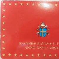 Vaticano 2004: serie euro PROOF 9 pezzi (con medaglia d'argento), in confezione originale zecca