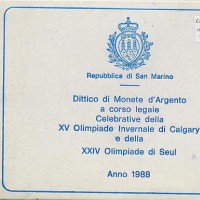 San Marino: 1988, dittico lire 500+1000 "Calgary e Seoul" in confezione originale zecca