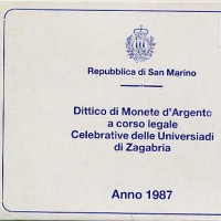 San Marino: 1987, dittico lire 500+1000 "Universiadi di Zagabria" in confezione originale zecca