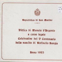 San Marino: 1983, dittico lire 500+1000 "Raffaello Sanzio", in confezione originale zecca