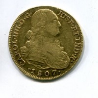 Colombia, Carlo IV (1788-1808): 8 escudos 1807-JJ (Calicò#1748)