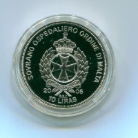 Malta, S.O.O.M: 10 lire 2005 Giovanni Paolo II "Soli Deo Gloria"