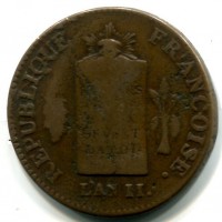 Francia, Convention (1792-1795): 2 soldi "A' La Balance" 1793-BB (Gadoury#31)
