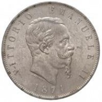 Vittorio Emanuele II (1861-1878): 5 lire 1871-Mi (Gigante#42)