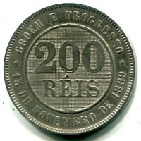 Brasile, Repubblica Federale (1889-1941): 200 reis 1889 (KM#493)
