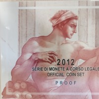 Italia 2012: serie annuale PROOF, 10 pezzi (gli otto normali + 2 euro "Decennale" + 5 euro in argento)