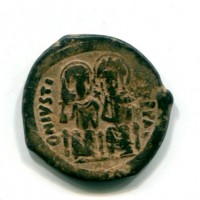 Giustino II (565-578 d.C.): follis, zecca di Costantinopoli, anno V (Sear,91#360)