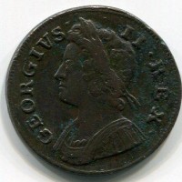 Gran Bretagna, Giorgio II (1727-1760): 1/2 penny 1739 (Spink,403#3717), ottima qualità