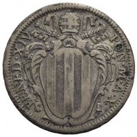 Roma, Benedetto XIV (1740-1758): 2 carlini 1749-X (Muntoni#152; CNI#253)