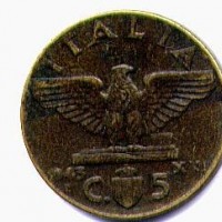 Vittorio Emanuele III (1900-1943): 5 cent. 1943 "Impero" (Gigante#292)