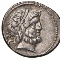 Procilia, L. Procilius (80 a.C.): denario (Crawford#379/1), gr.3,94, testa di Giunone