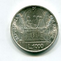 San Marino: 1977, 1000 lire "Brunelleschi" da conf.zecca