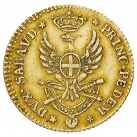 Vittorio Amedeo III (1773-1796): doppia 1786 (MIR#982a; C.N.I. I/423#80; Simonetti#4/1; Montenegro#294), grammi 9,12