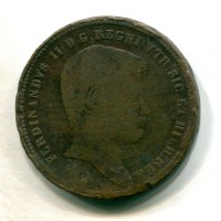 Napoli, Ferdinando II (1830-1859): 10 tornesi 1833 (Gigante#184a), colpi al bordo