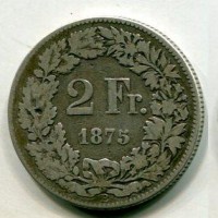 Svizzera, Confederazione: 2 franchi 1875