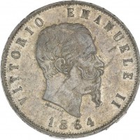 Vittorio Emanuele II (1861-1878): 5 lire 1864-Na (Gigante#35)