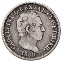 Carlo Felice (1821-1831): 50 centesimi 1830-To (Gigante#98)