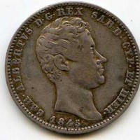 Carlo Alberto (1831-1849): 1 lira 1845-To (Gigante#134)