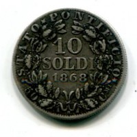 Roma, Pio IX (1846-1870): 10 soldi 1868-XXII (Gigante#307)
