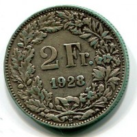 Svizzera, Confederazione: 2 franchi 1928